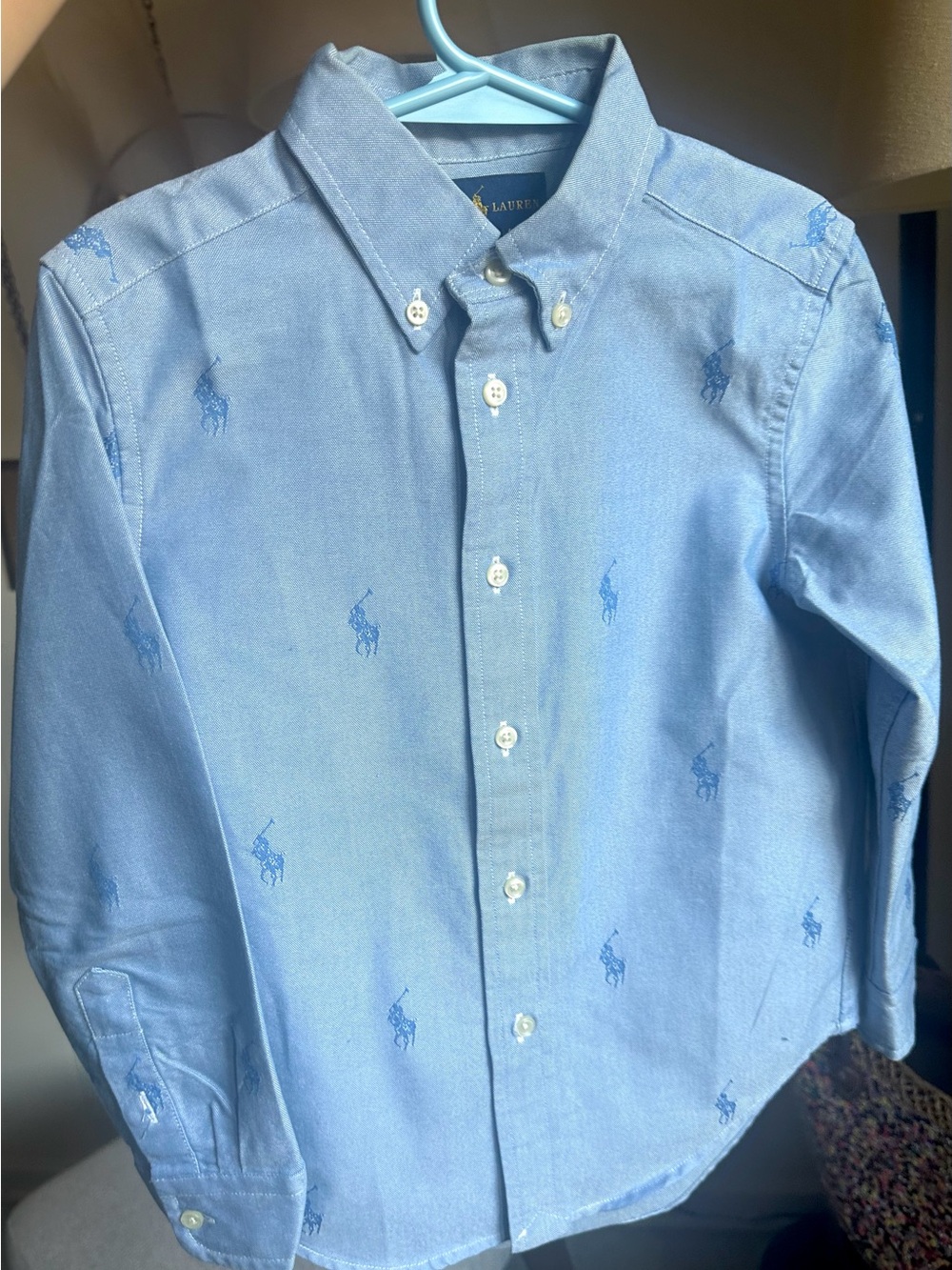 Ralph Lauren Light Blue Button-Down Shirt with Pony Embroidery